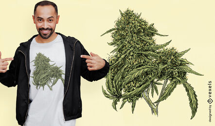 Design de camiseta de planta de pudim de maconha