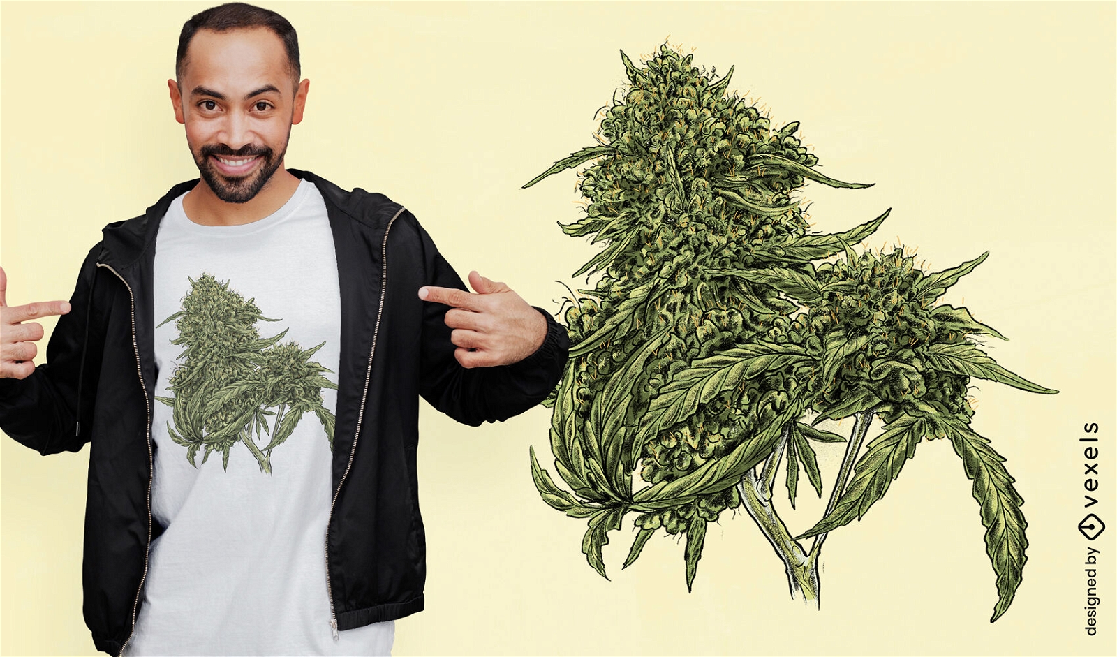 Diseño de camiseta de planta de pud de cannabis.