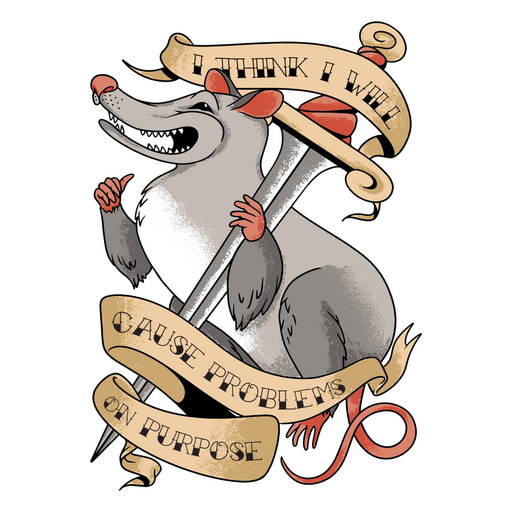 Rat with a sword in his mouth PNG Design