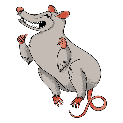 Caricatura de una rata con la boca abierta. Diseño PNG