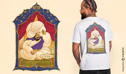 Design de camiseta de personagem de arte otomana