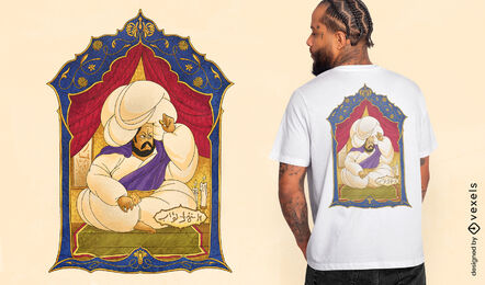Diseño de camiseta de personaje de arte otomano.