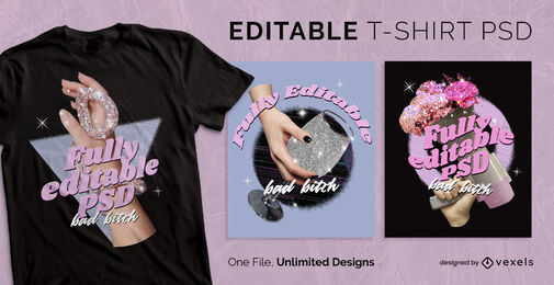 Bad Bitch Glitzer skalierbares T-Shirt PSD