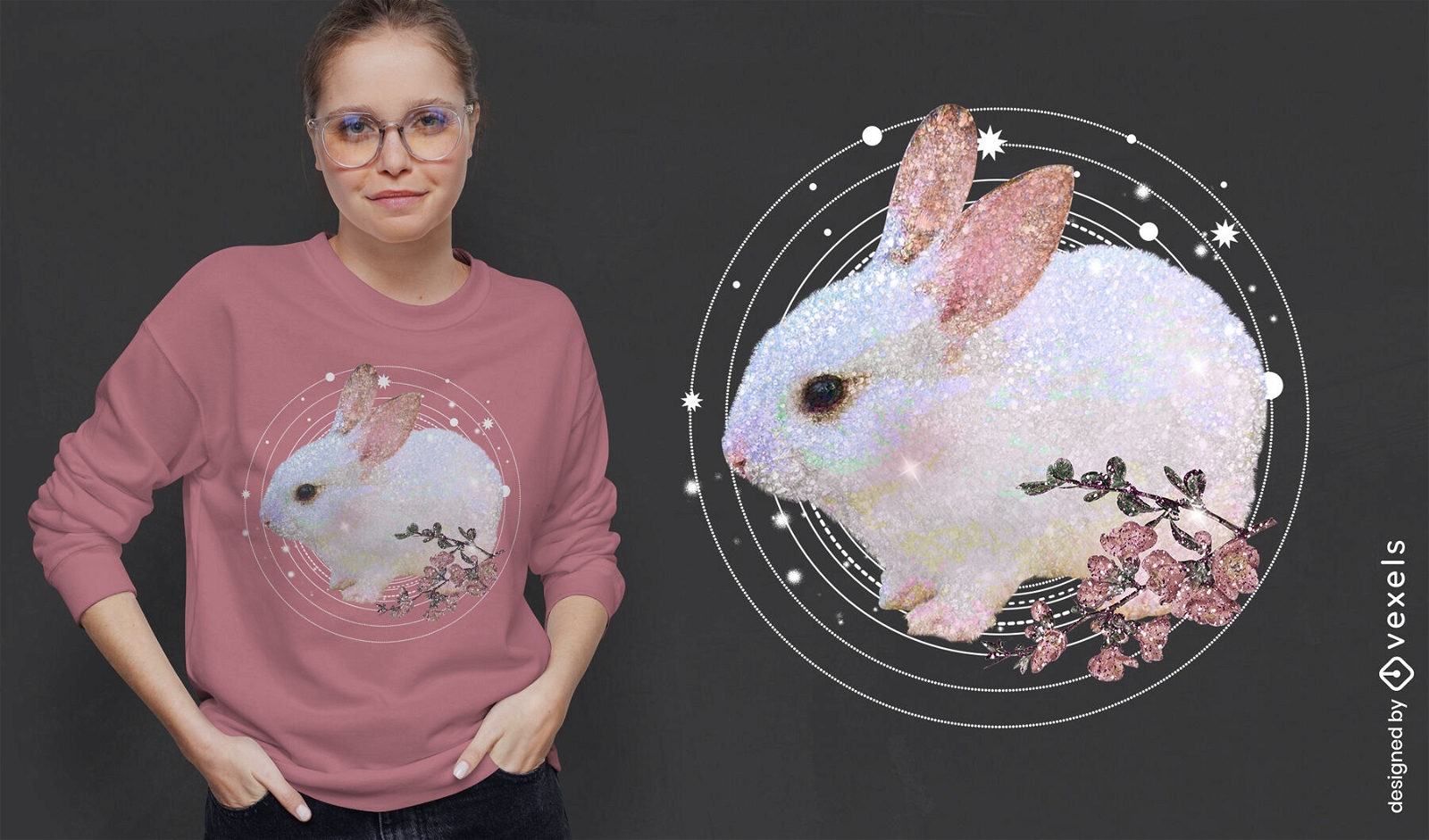 Glitter bunny psd t-shirt design