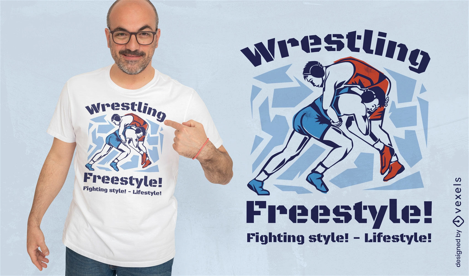 Freestyle wrestling sport t-shirt design