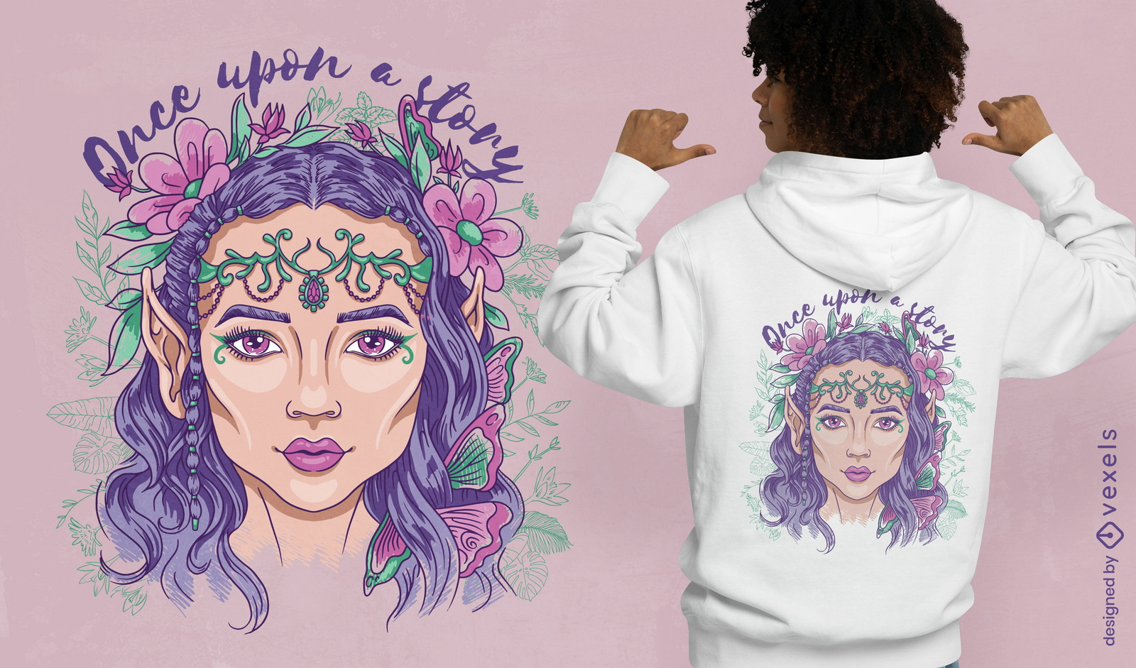 Hermoso diseño de camiseta de fantasía de mujer hada