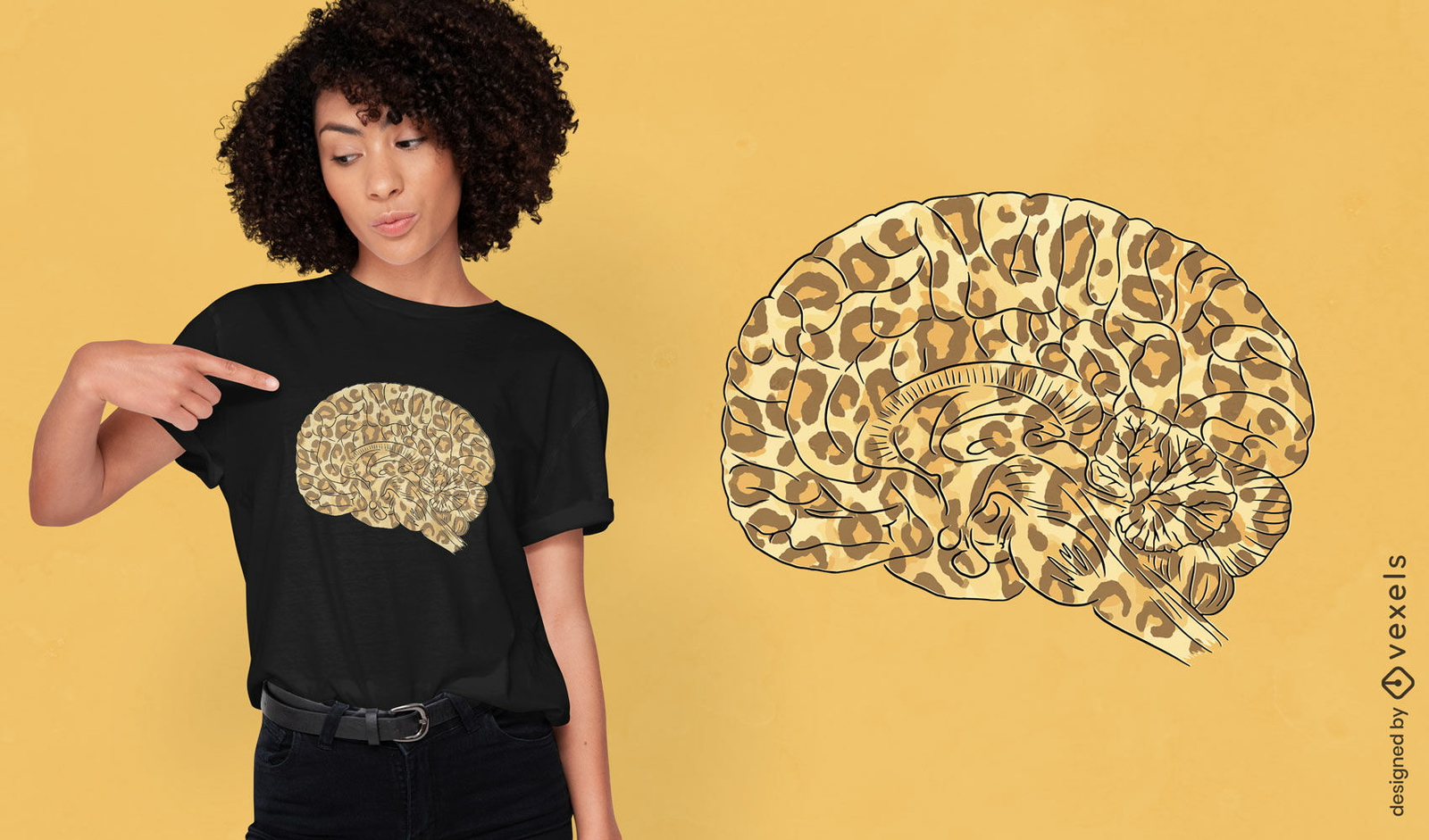 ANFRAGE Gehirn-T-Shirt mit Animal-Print