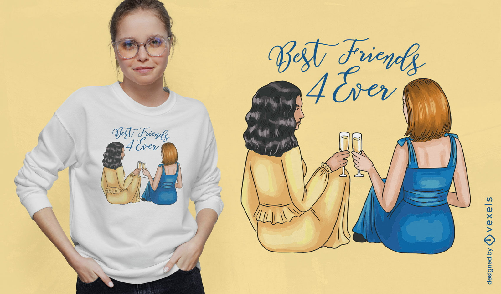 Friends drinking wine t-shirt design