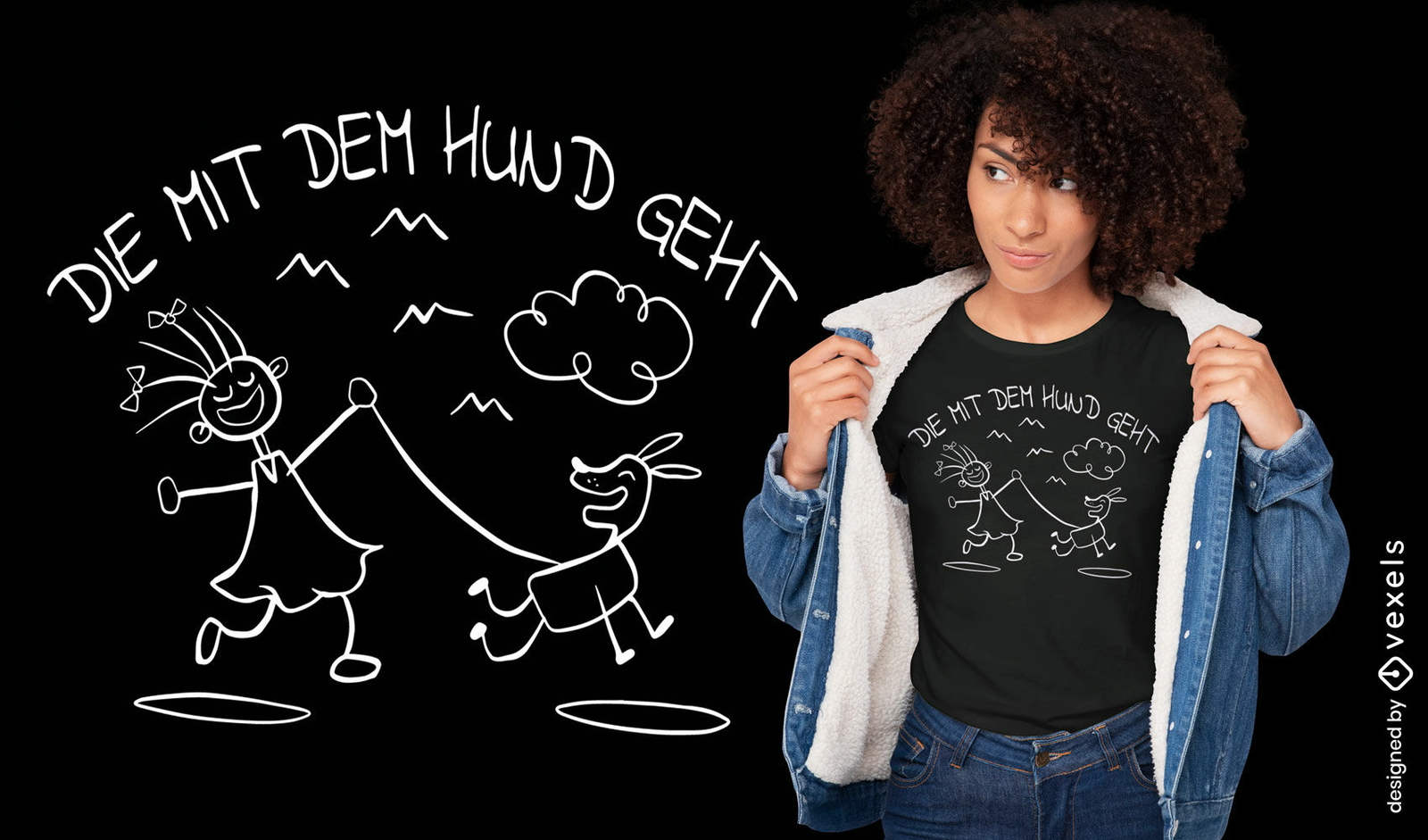 Chica con diseño de camiseta de doodle de perro