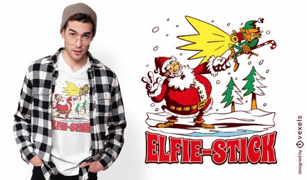 Christmas elfie-stick t-shirt design
