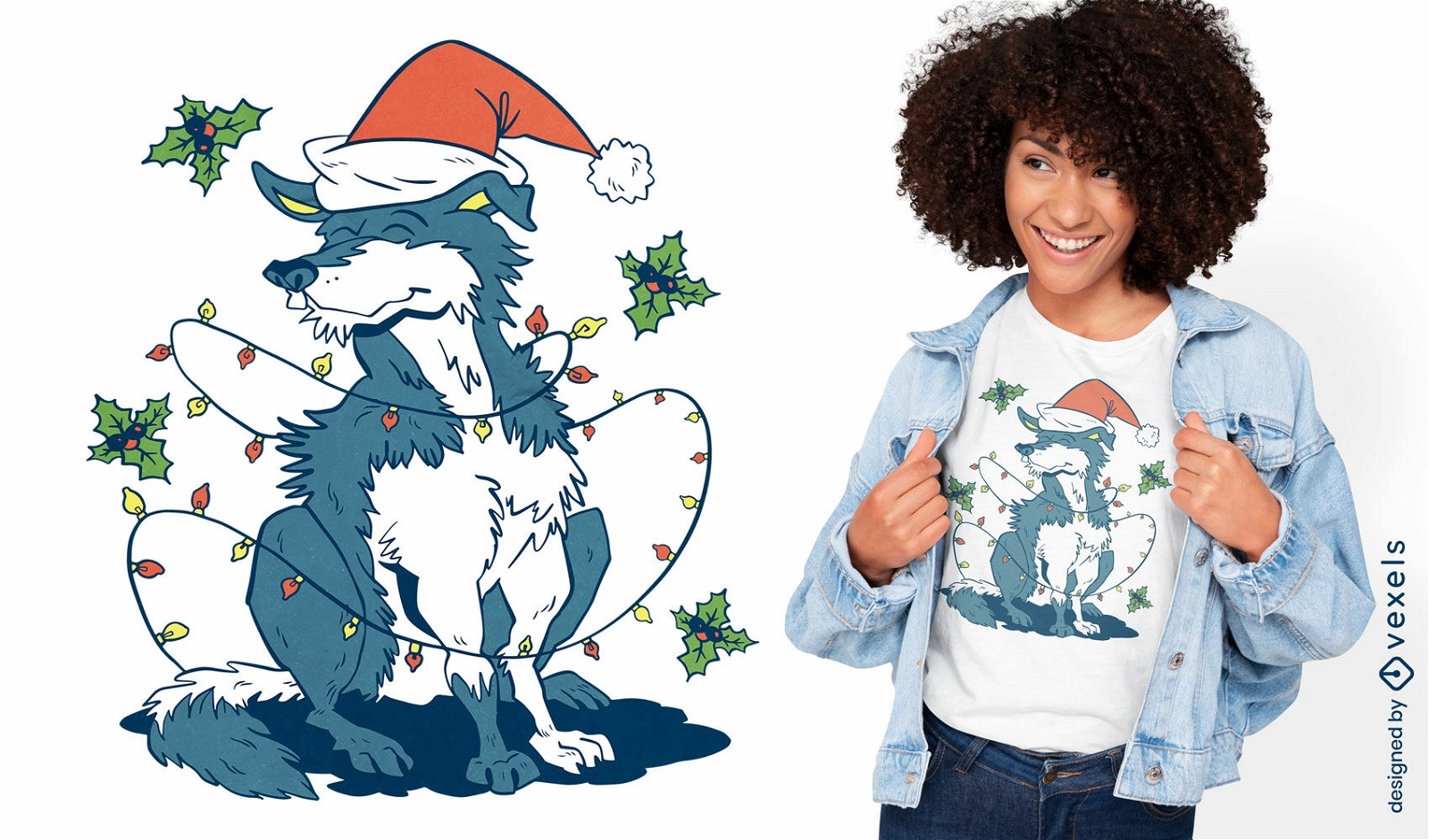 Siberian Husky-Hund im Weihnachts-T-Shirt-Design