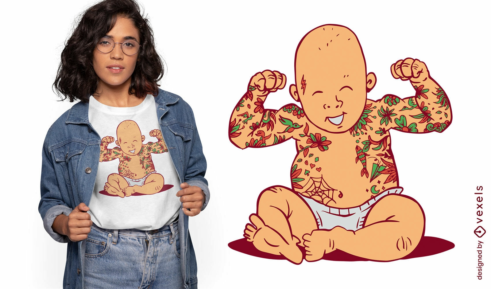 Design de camiseta de bebê tatuado