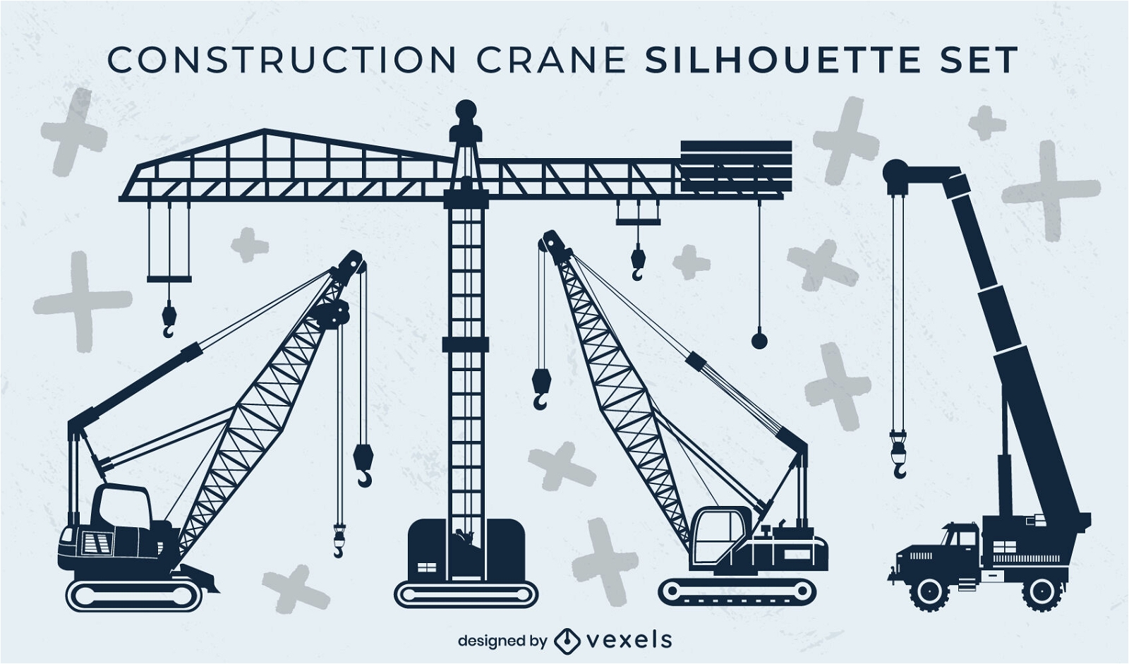 Construction cranes silhouette set