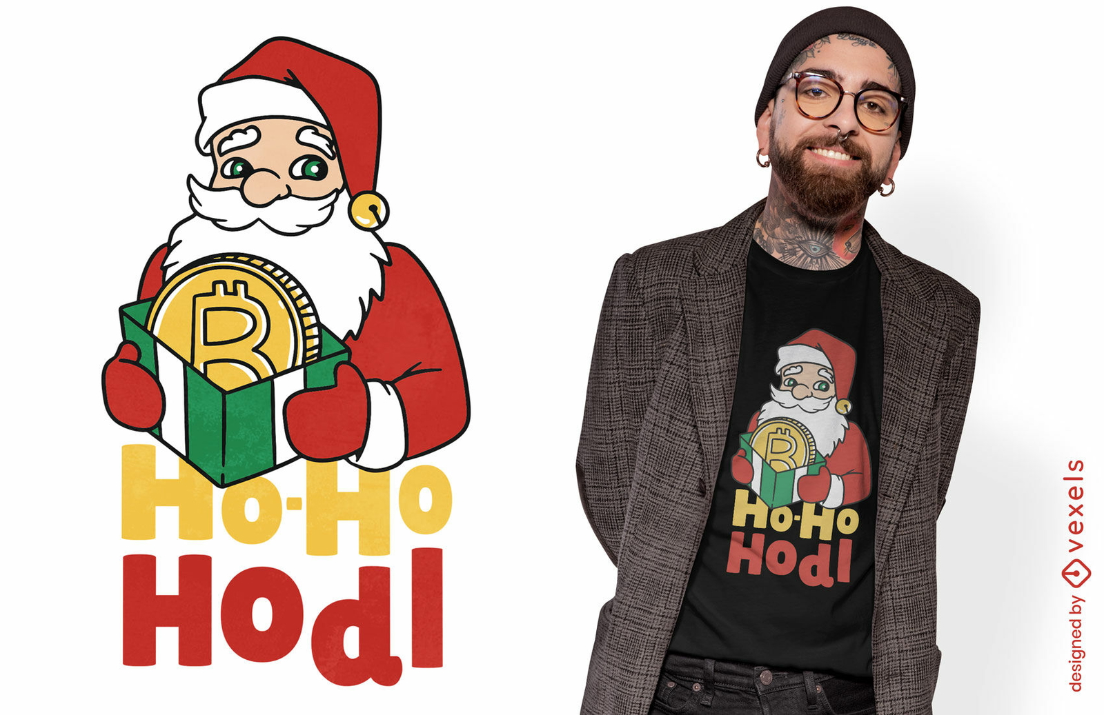 Diseño de camiseta cripto santa