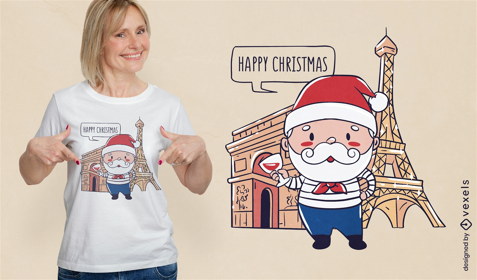 Design francês de camiseta de natal