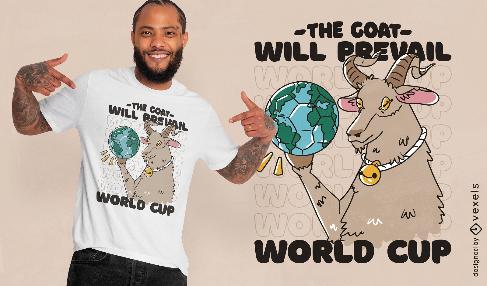Diseño de camiseta de copa mundial de cabra.