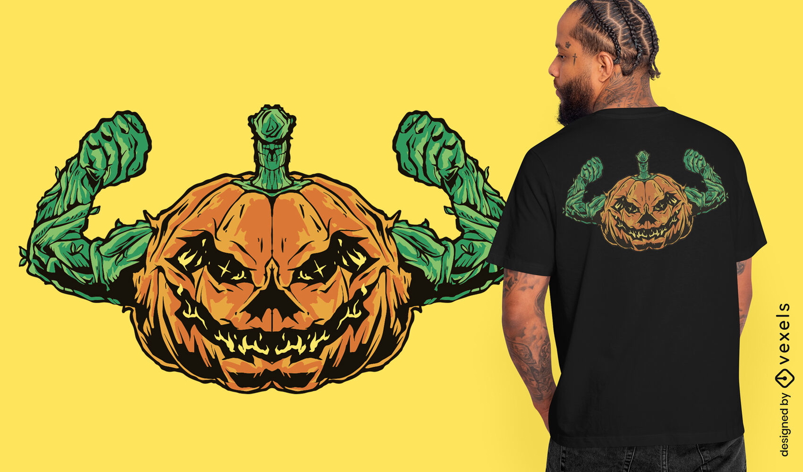 Diseño de camiseta de calabaza musculosa.