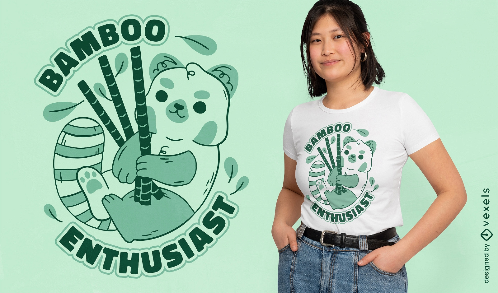 Roter Panda mit Bambus-T-Shirt-Design