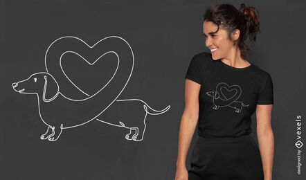 Dackel Hundeherz Linie T-Shirt Design