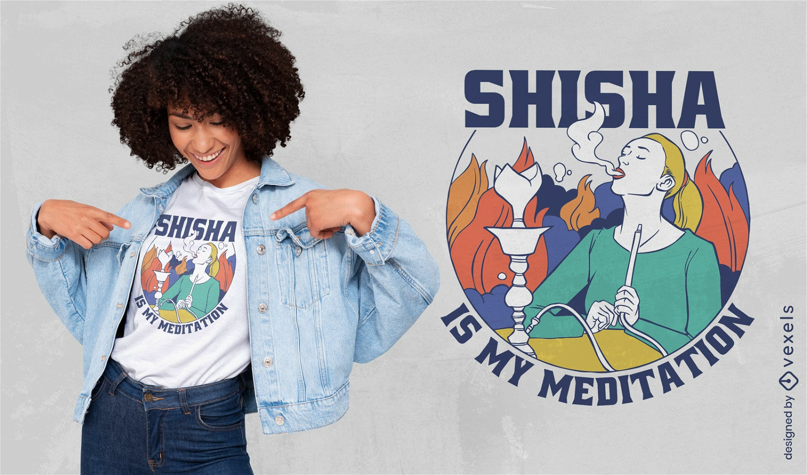 Design de camiseta de medita??o Shisha