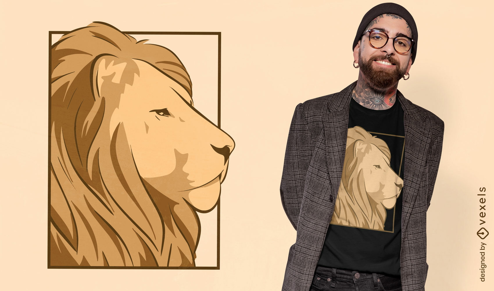 Diseño de camiseta de retrato de león