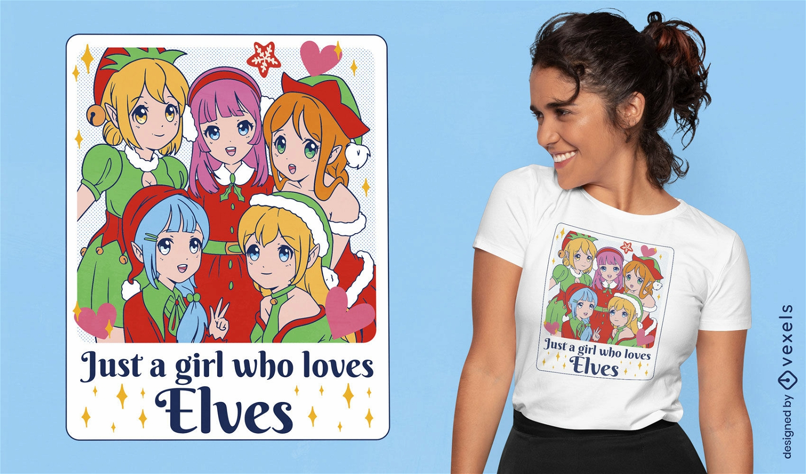 Design de camiseta de elfo de anime