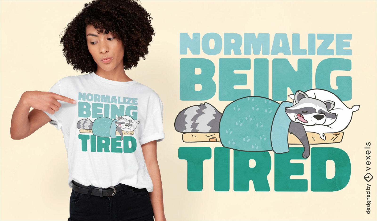 Diseño de camiseta de mapache cansado