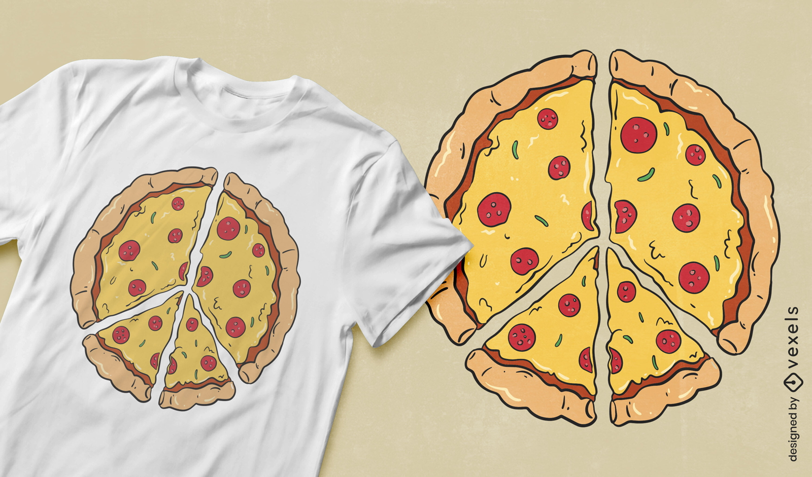 Diseño de camiseta de pizza de paz.