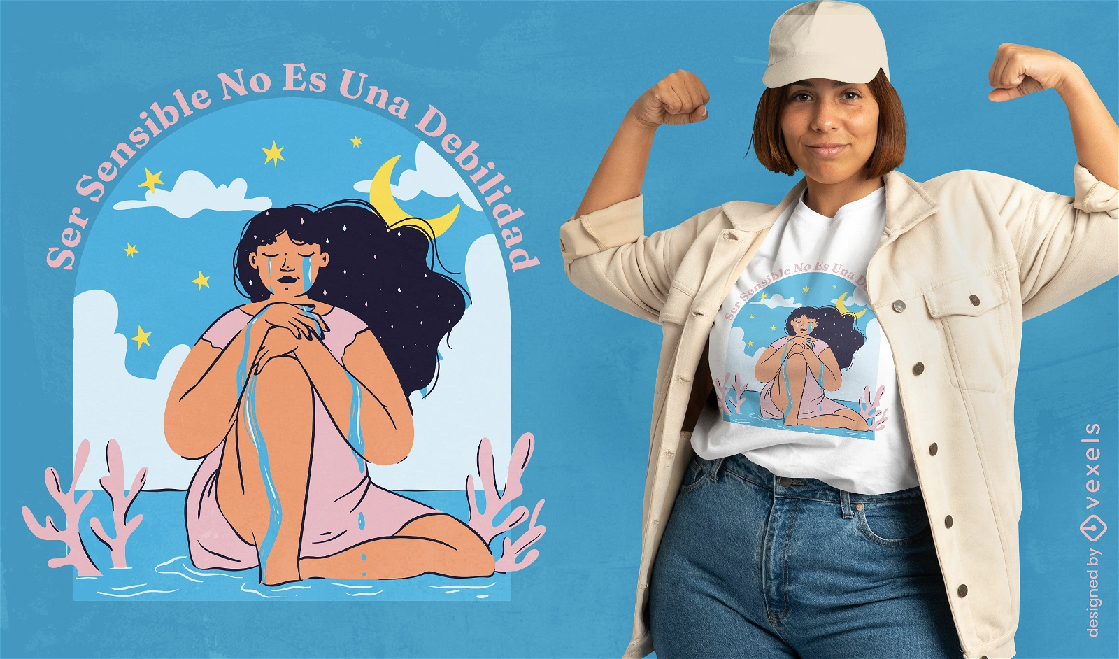 Diseño de camiseta de cita en español de niña sensible