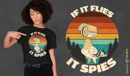 Retro pigeon spy t-shirt design