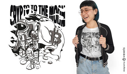 Design de camiseta de astronauta de moeda criptográfica