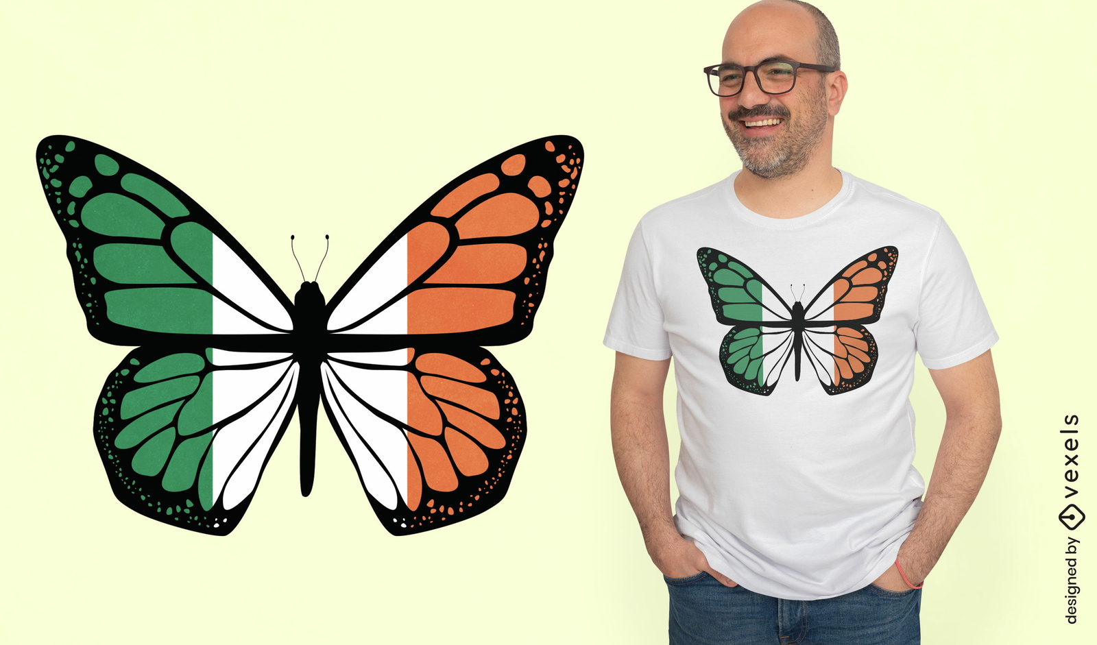 Diseño de camiseta de mariposa irlandesa.