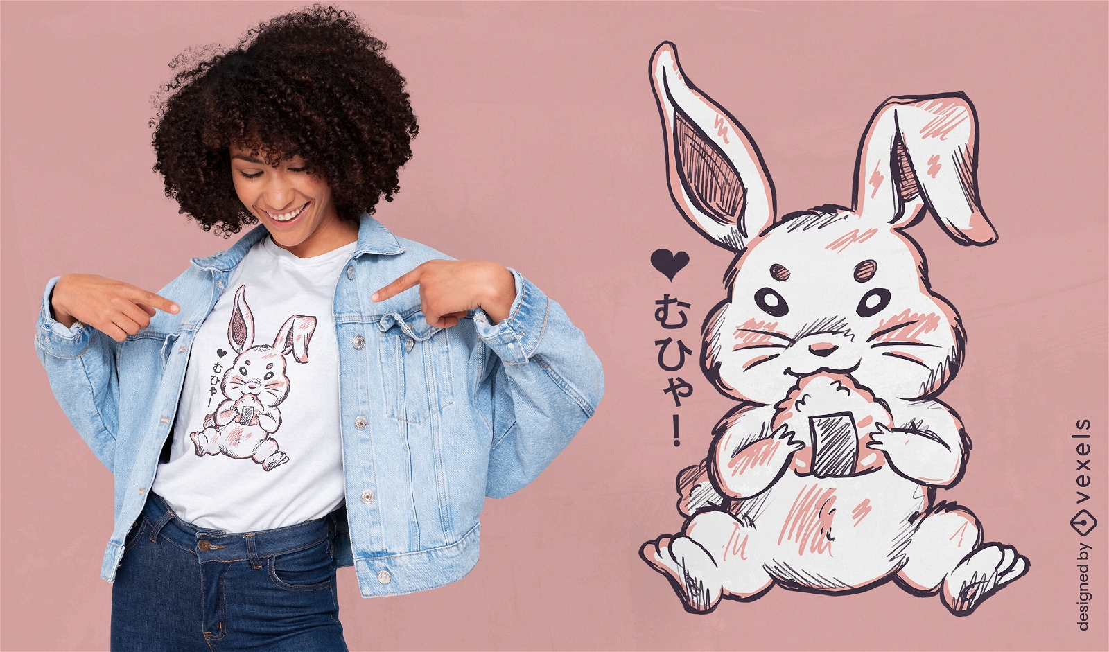 Bunny eating sushi t-shirt design