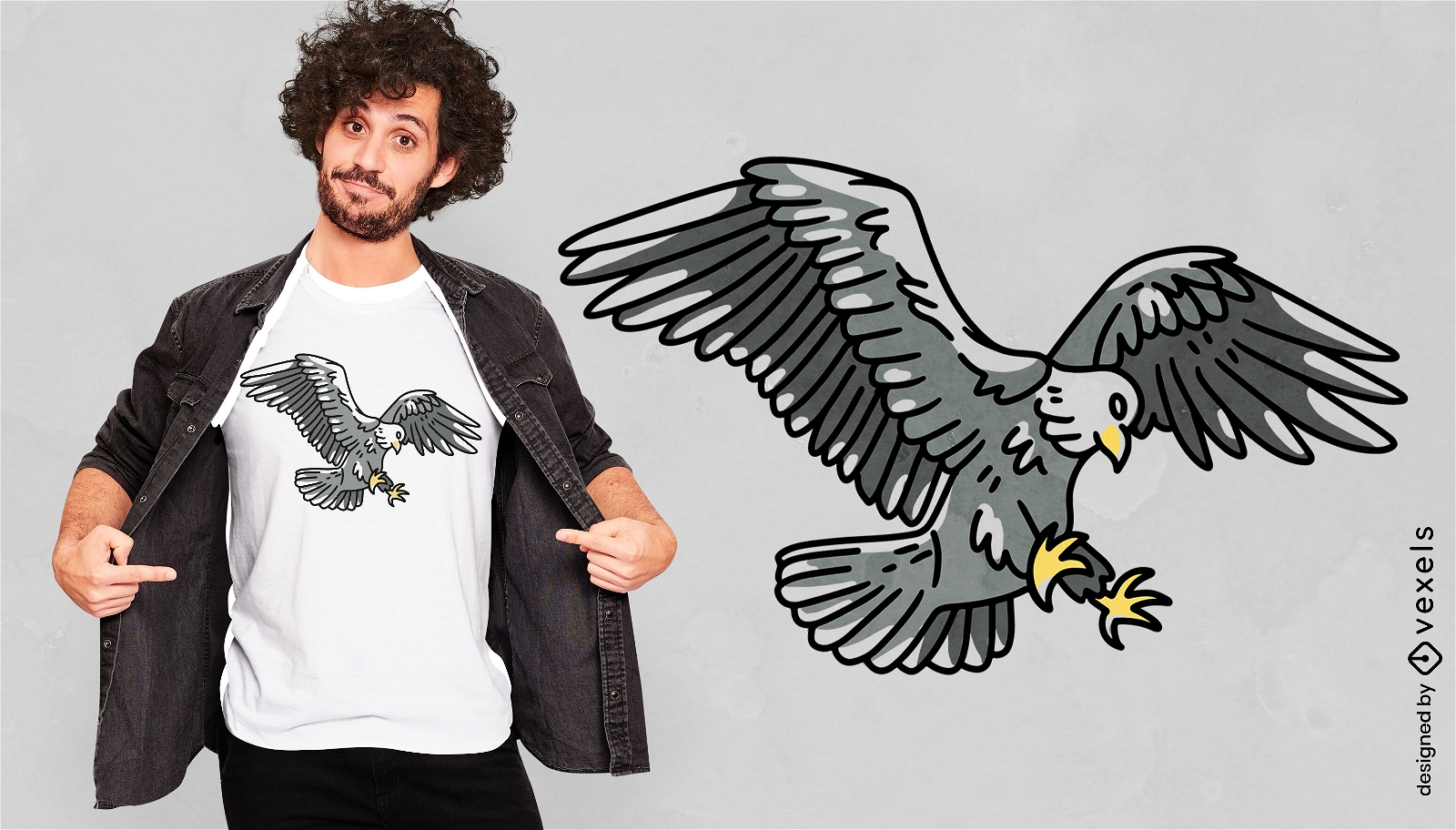 Diseño de camiseta de pájaro águila voladora
