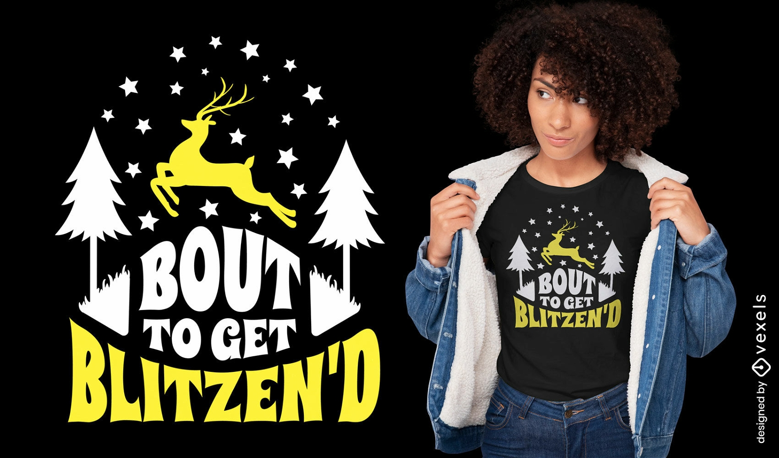 T-Shirt-Design mit weihnachtlichem Blitzen-Zitat