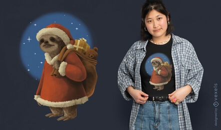 Faultier Weihnachtsmann im Weihnachts-T-Shirt-Design