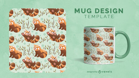 Design de caneca de animais panda vermelho