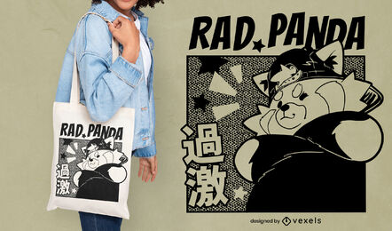 Red panda animal comic tote bag design