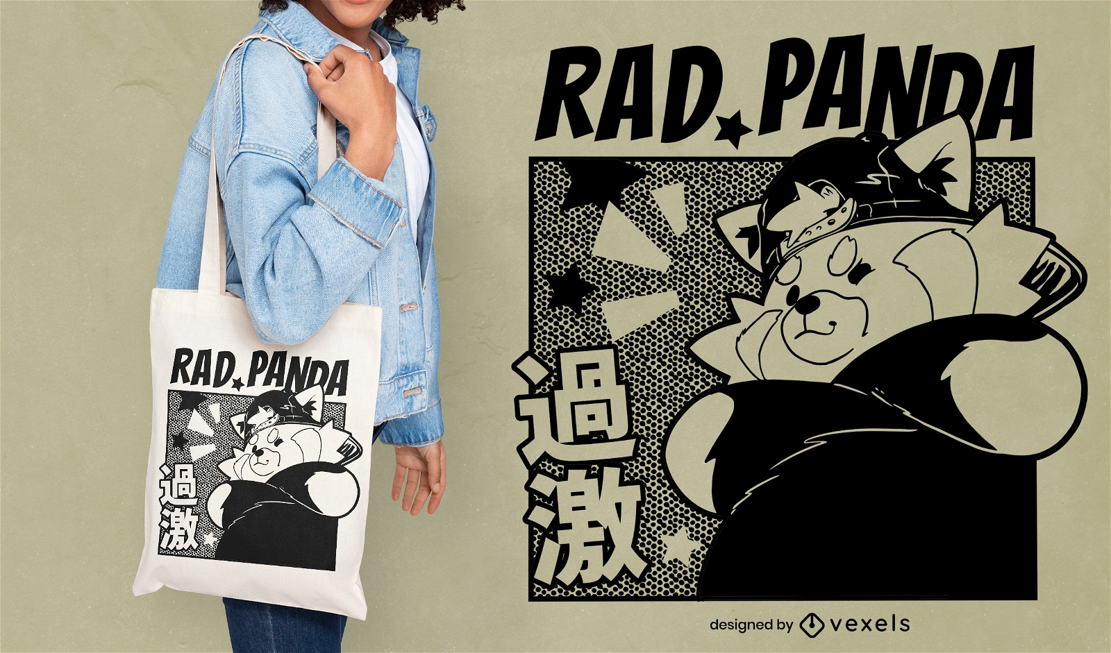 Red panda animal comic tote bag design
