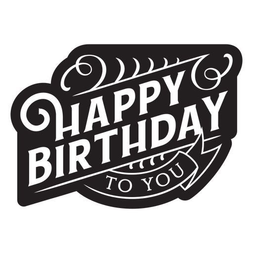 Schwarz-weißer ?Alles Gute zum Geburtstag?-Aufkleber PNG-Design