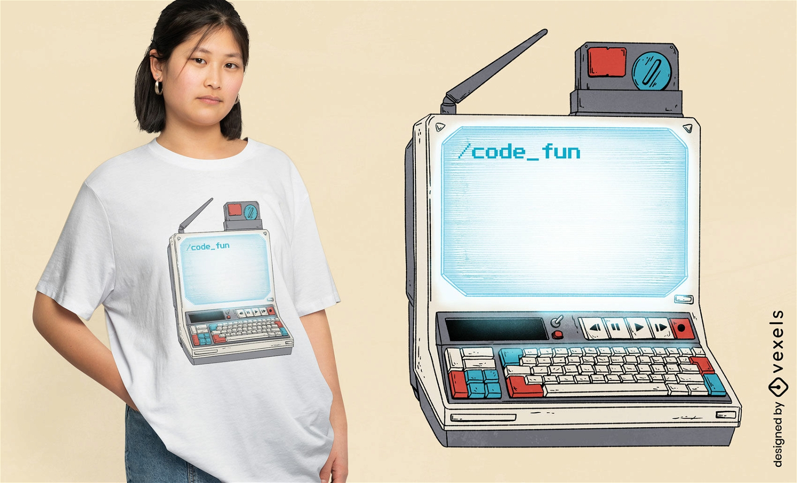 Design de camiseta de tecnologia de computador antigo