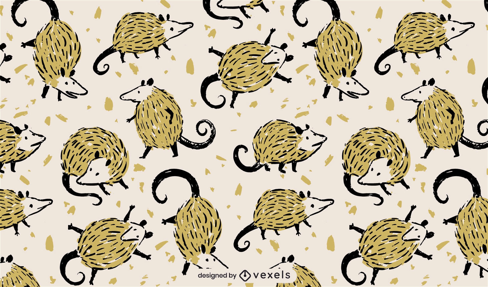 Lindo diseño de patrón de animales de zarigüeya
