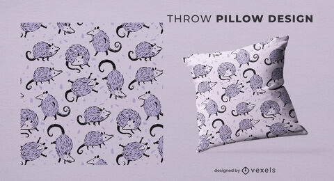 Cute possum pattern throw pillow design