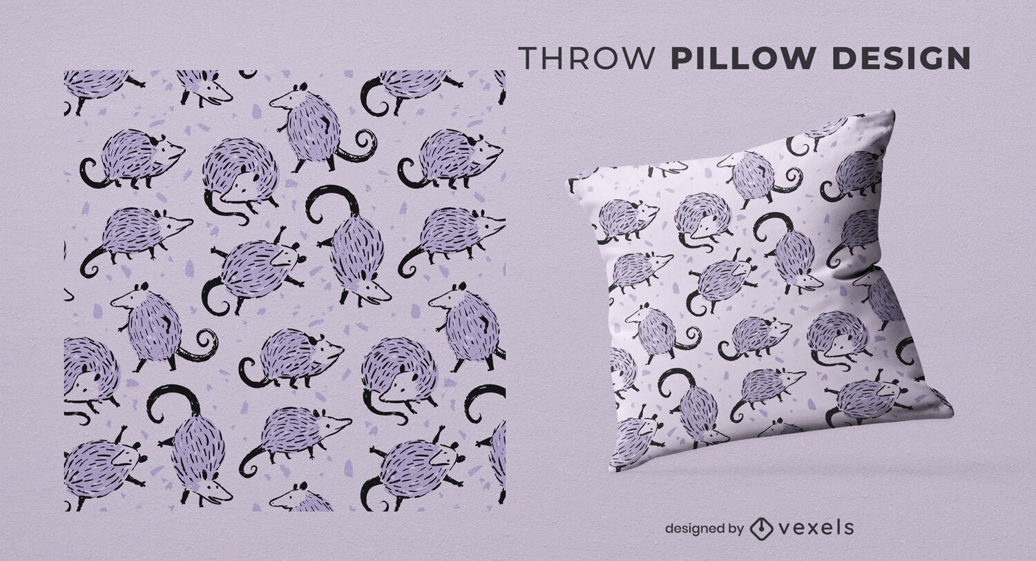 Lindo diseño de almohada de tiro con patrón de zarigüeya