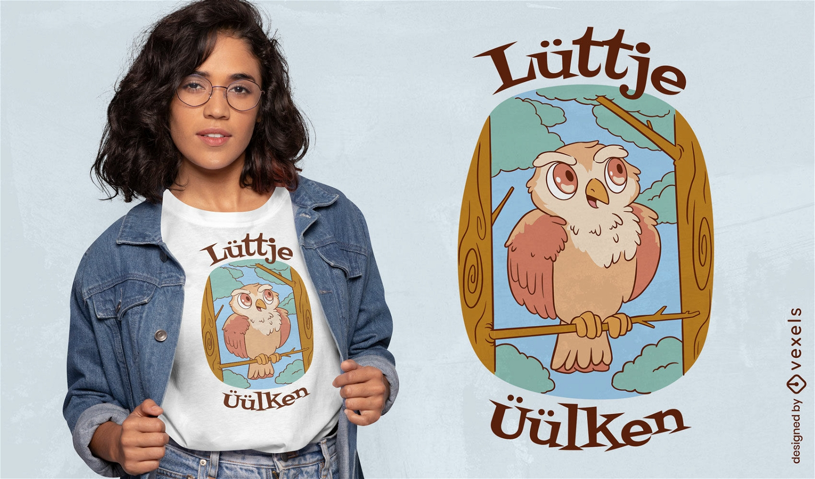 Young owl t-shirt design