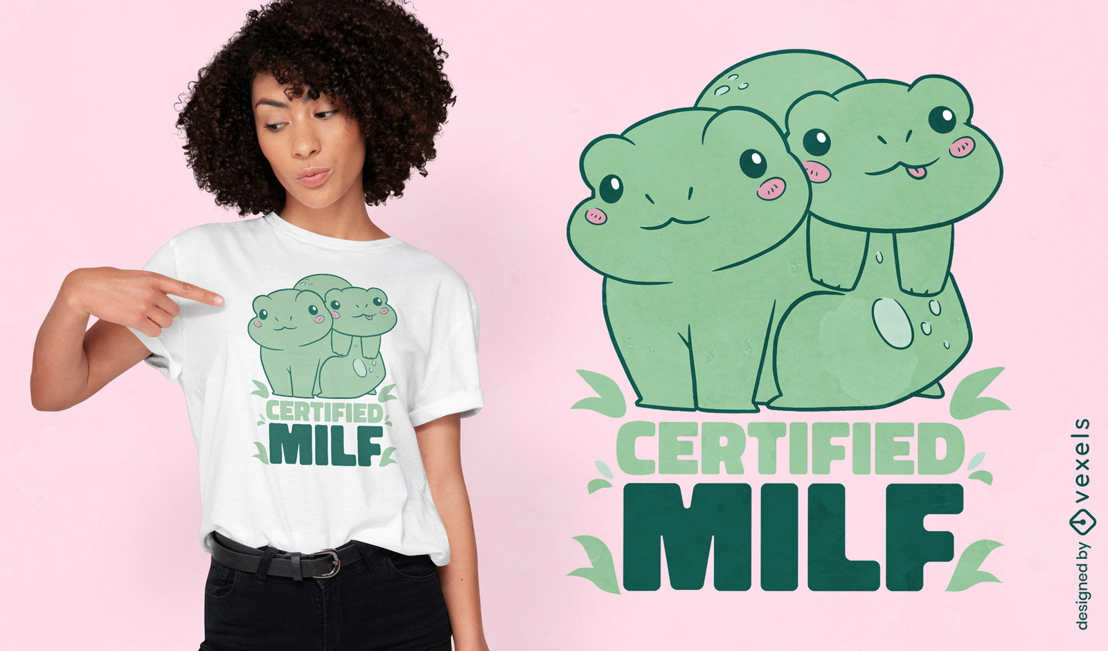 Lindo diseño de camiseta de amante de la rana MILF certificado