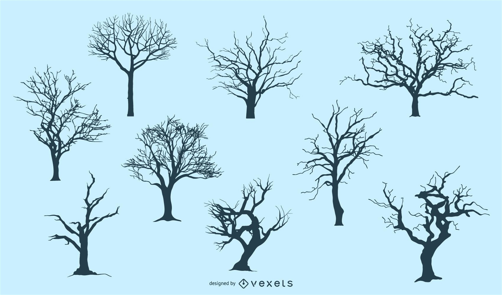 7 siluetas de árboles
