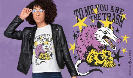 Possum and skull cartoon t-shirt design