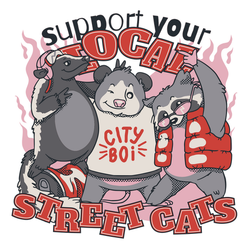 Apoya la camiseta de los gatos callejeros de tu ciudad local Diseño PNG