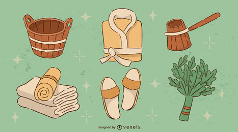 Roupas de sauna e spa e elementos relaxantes